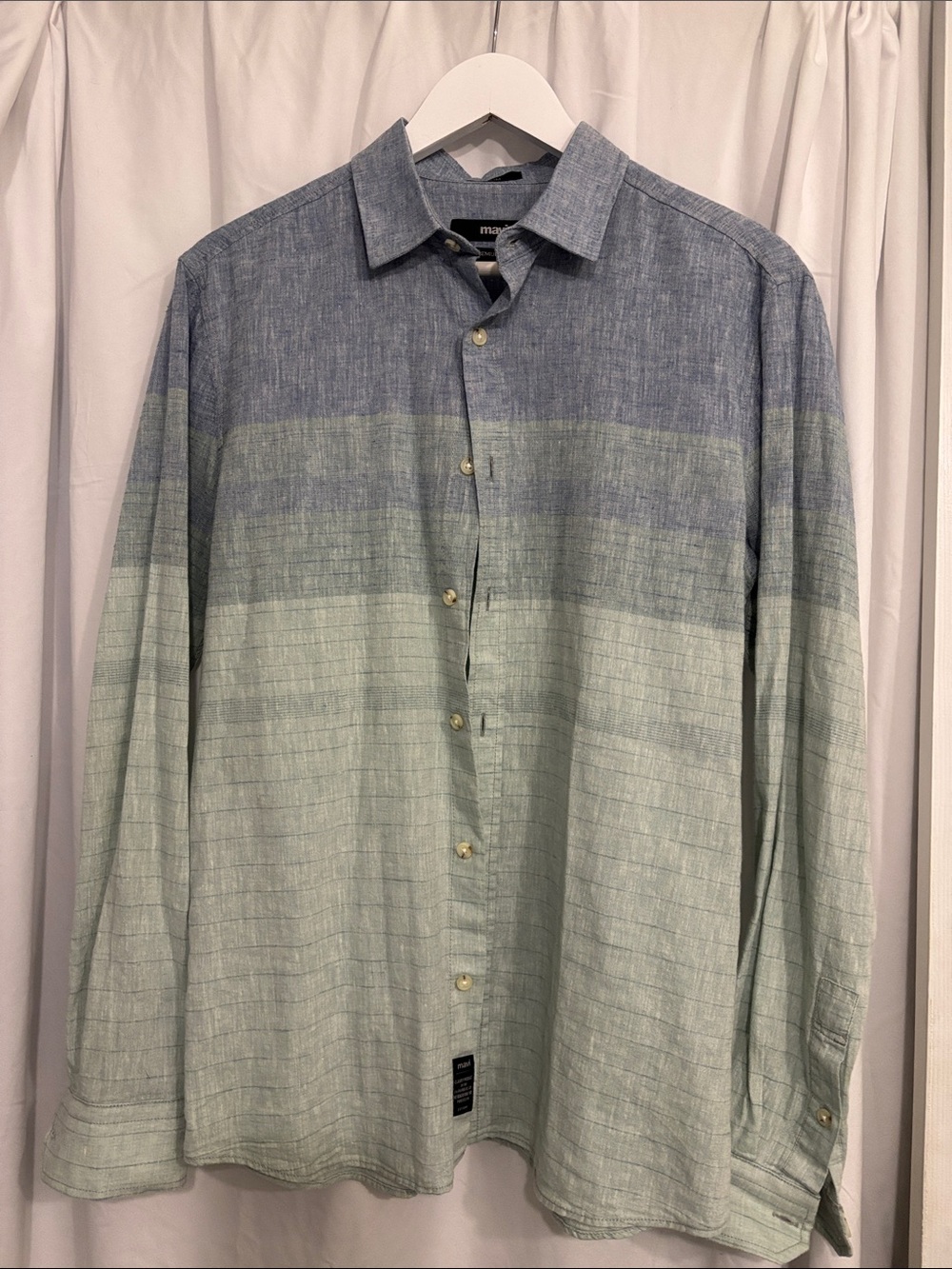 Mavi Men's Blue and Green Ombre Button-Down Shirt